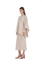 Boat Neck Asymmetrical Hem Draped Silhouette Knitted Cape Top