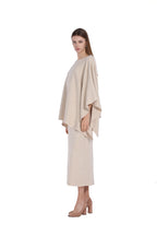 Boat Neck Asymmetrical Hem Draped Silhouette Knitted Cape Top