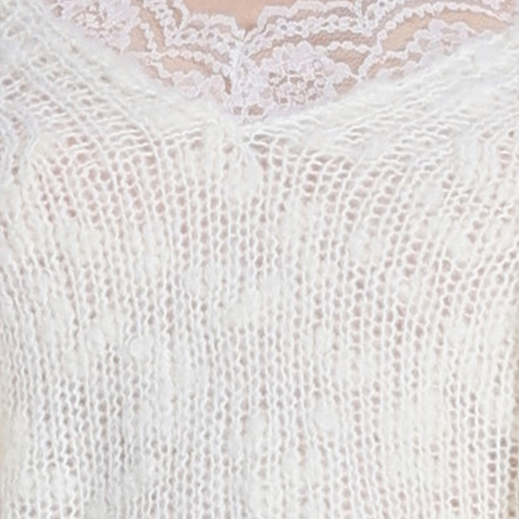 Lace Trim Sleeveless V-neck Ribbed Knitted Camisole Top