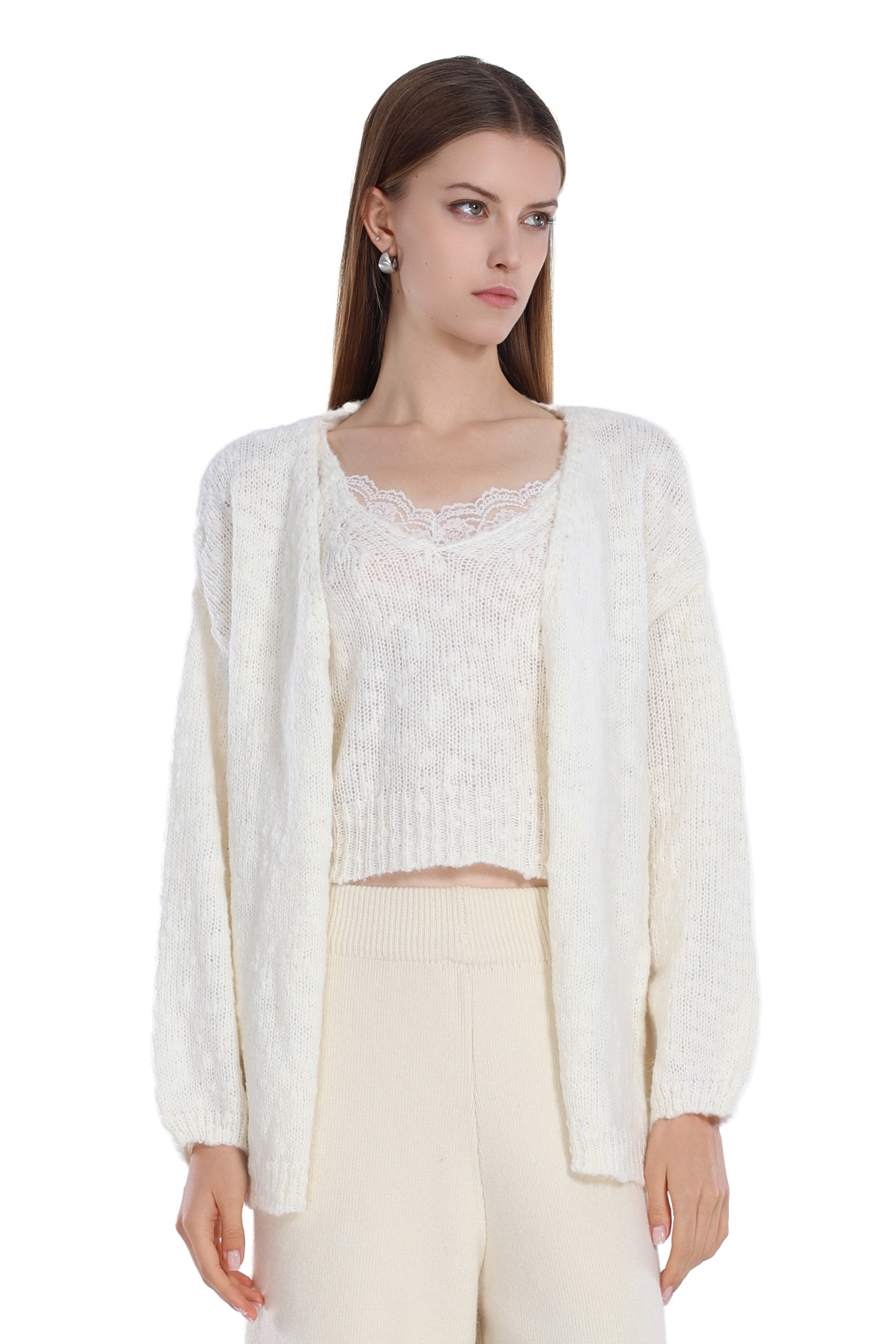 Lace Trim Sleeveless V-neck Ribbed Knitted Camisole Top