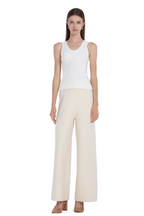 Ribbed-Paneled Sleeveless Wide Straps V-Neck Knit Tank Top