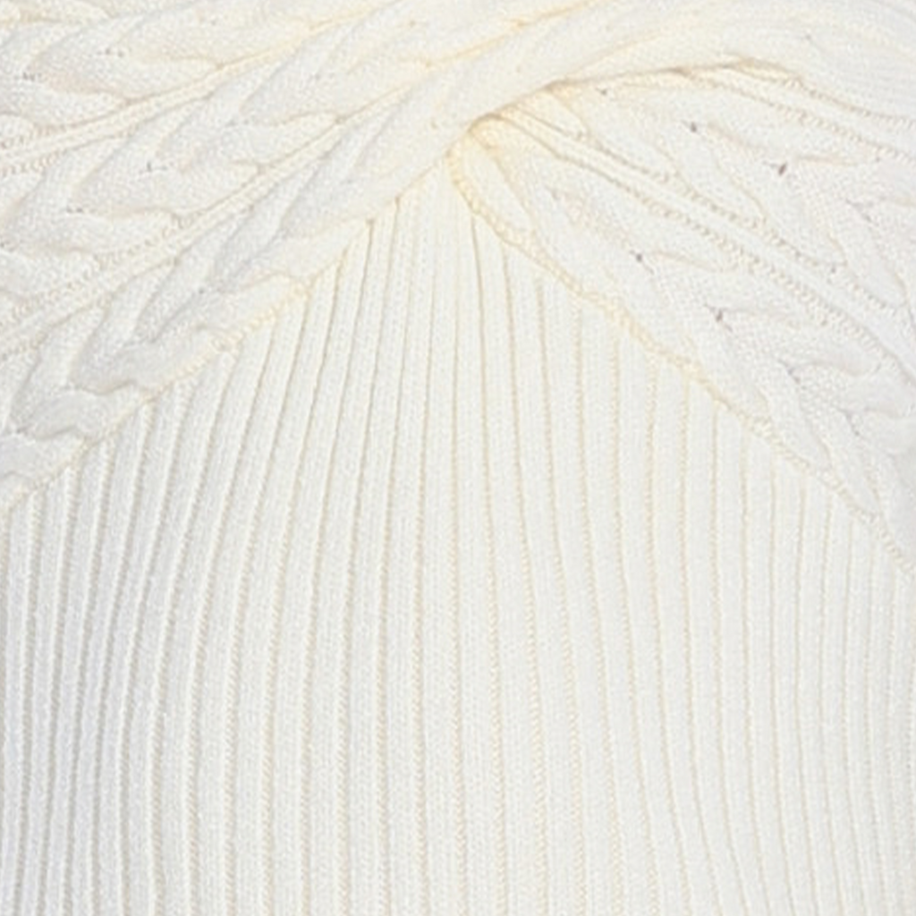 V-neck Cable Knit Front Twist Detail Long Sleeve Knitted Top
