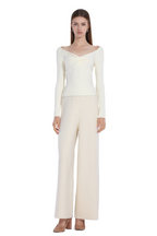 V-neck Cable Knit Front Twist Detail Long Sleeve Knitted Top