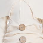 Off-shoulder Long Sleeve Button Gathered Waist Knitted Top