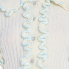 Contrast Edging Ruffled Trim Long-sleeve Turn-down Collar Cropped Cardigan