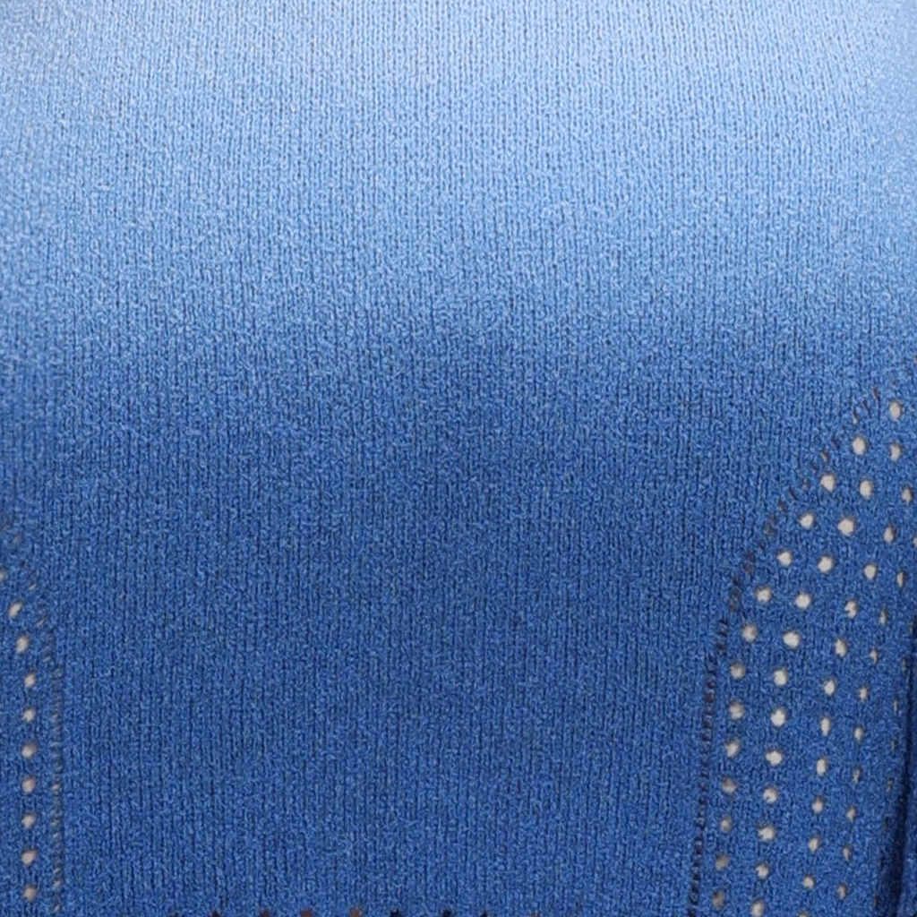 Hollow - Out Flared Sleeves Gradient Blue Mini Knitted Dress