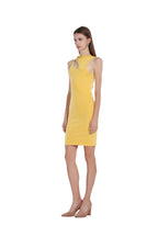 Crew Neck Sleeveless Asymmetric Cut-out Bodycon Knitted Mini Dress