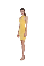 Crew Neck Sleeveless Asymmetric Cut-out Bodycon Knitted Mini Dress