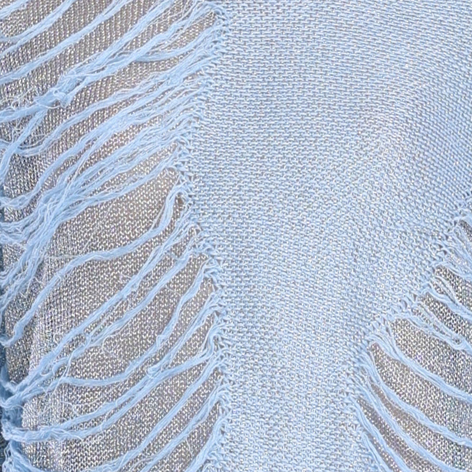 Ripped Detail Crew Neck Long Sleeve Knitted Top