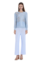 Ripped Detail Crew Neck Long Sleeve Knitted Top