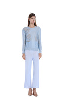 Ripped Detail Crew Neck Long Sleeve Knitted Top
