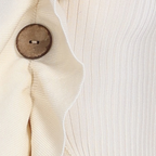 Ruffled V-neck Flare Long Sleeve Wooden Button Knitted Top
