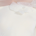 Mesh Splicing 3D Flower Decor Nipped Waist Elegant Knit Top