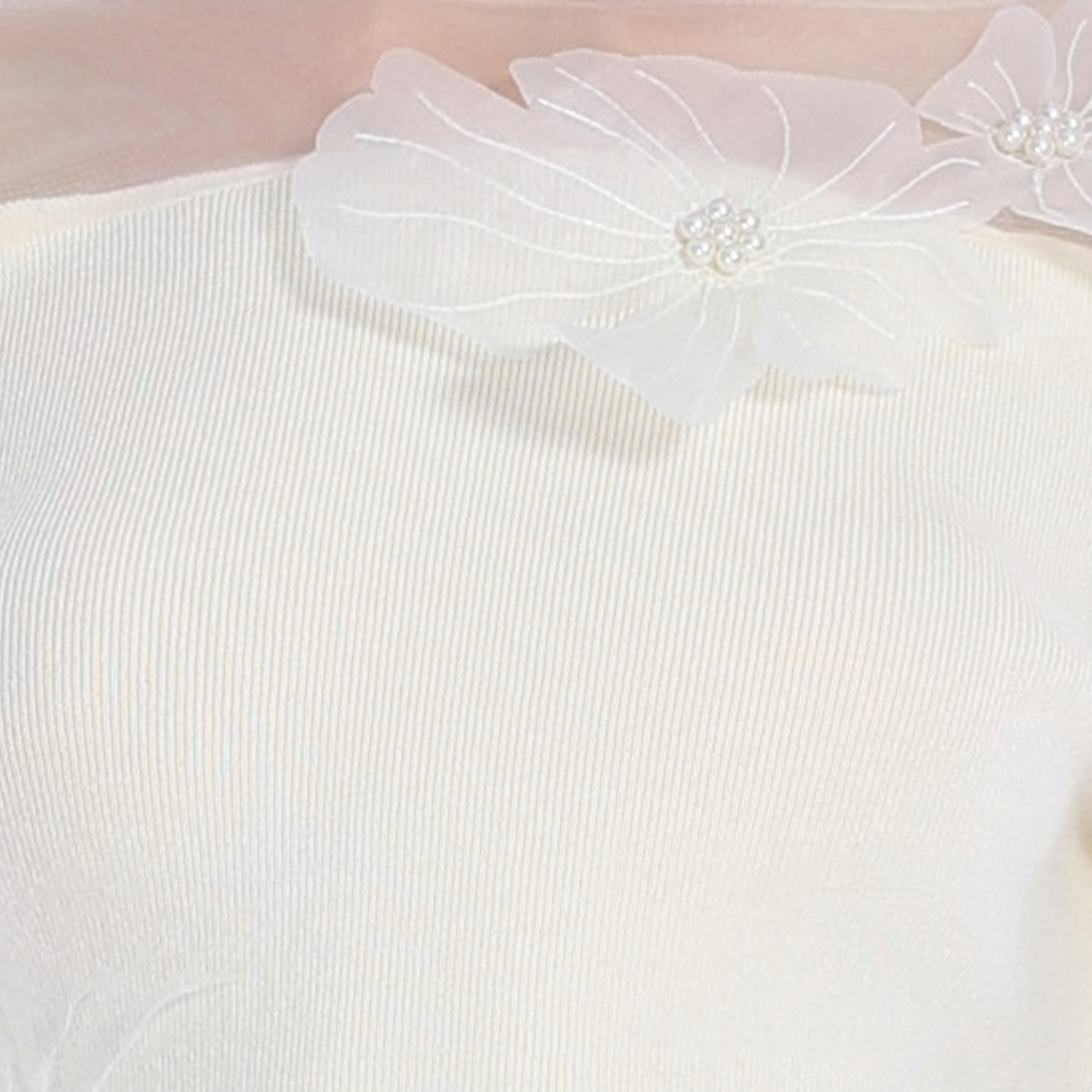 Mesh Splicing 3D Flower Decor Nipped Waist Elegant Knit Top