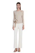 Asymmetric Cut-Out Bow Detail Long Sleeve Knitted Top