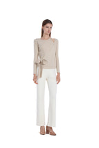 Asymmetric Cut-Out Bow Detail Long Sleeve Knitted Top
