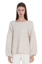 Back Lacing Drop Shoulder Lantern Sleeve Lazy Chic Knit Sweater
