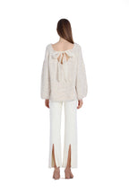 Back Lacing Drop Shoulder Lantern Sleeve Lazy Chic Knit Sweater