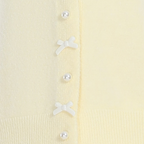 Pearl Button Bow Long Sleeve Round Neck Knitted Cardigan
