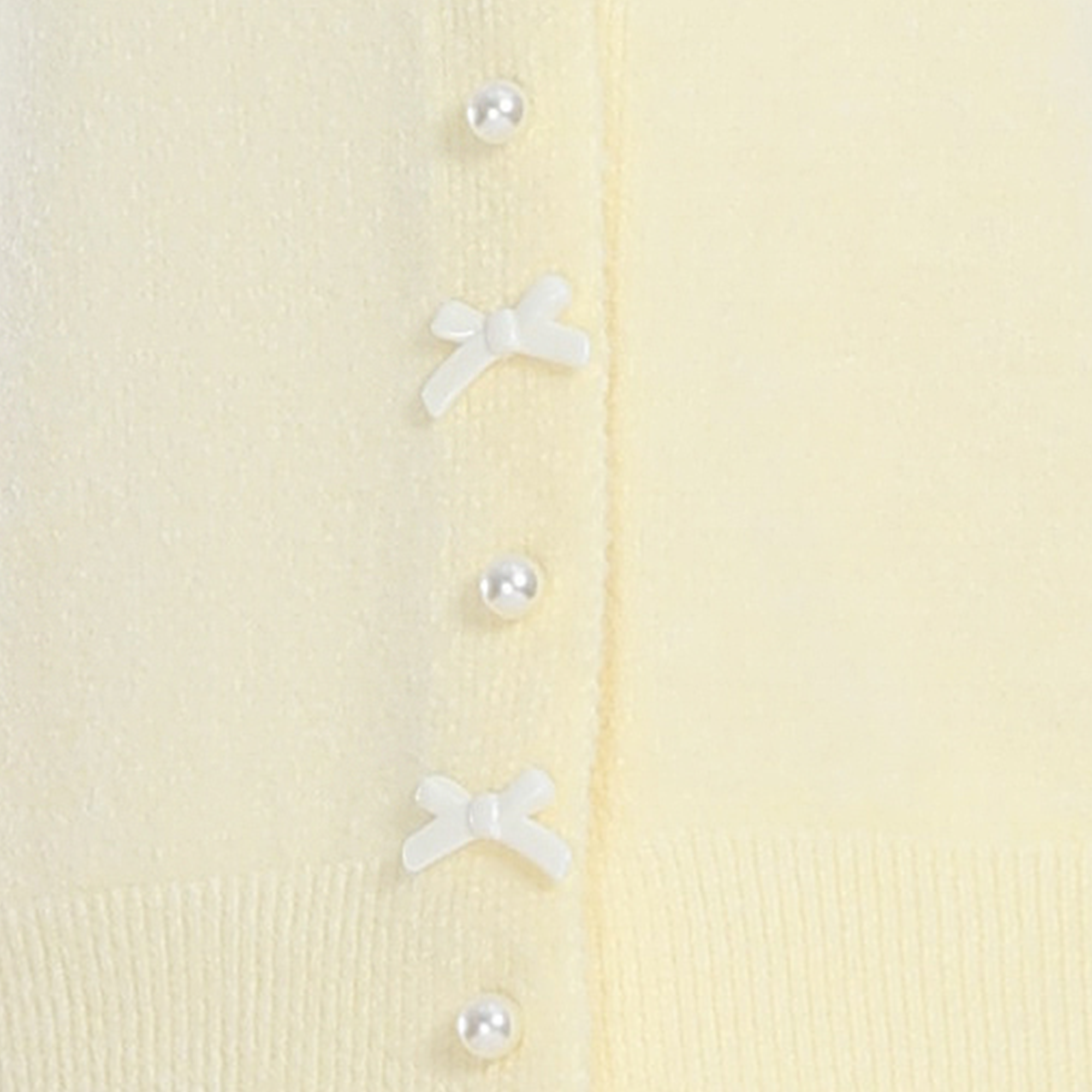 Pearl Button Bow Long Sleeve Round Neck Knitted Cardigan