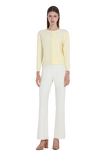 Pearl Button Bow Long Sleeve Round Neck Knitted Cardigan