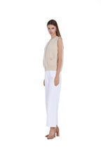 Sleeveless Ribbed Button Full Placket Patch Pockets Knitted Vest