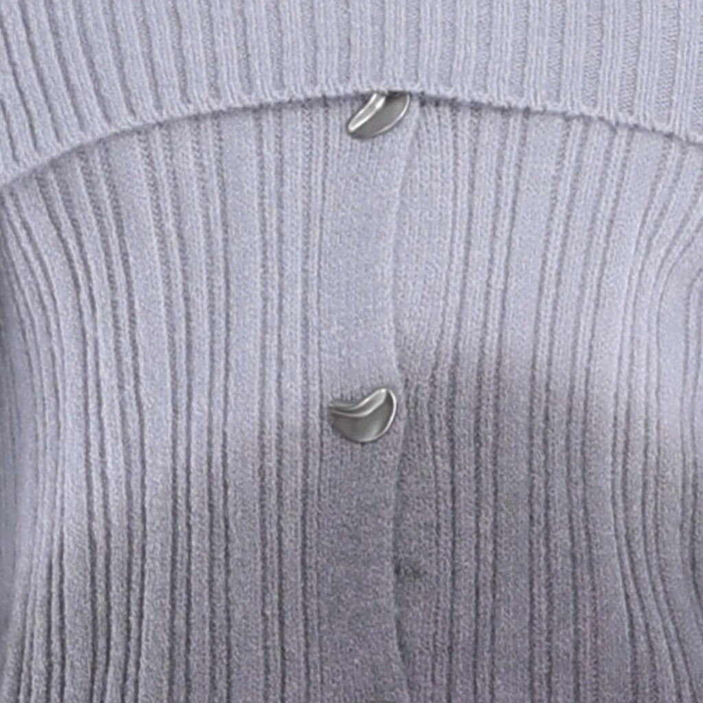 Off-shoulder Turn-down Collar Gradient Lunar Button Long-sleeve Top