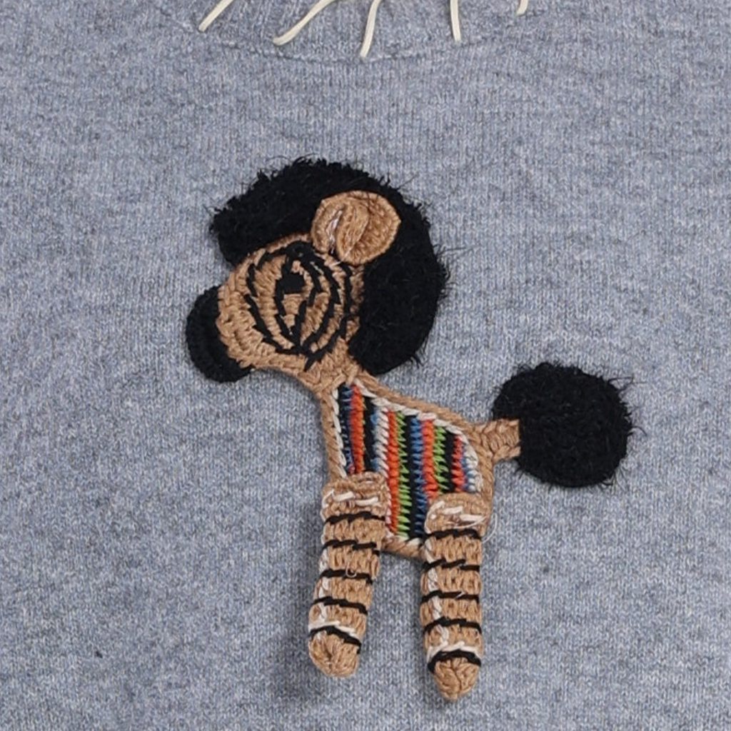 Crew-neck Sleeveless Stitching Detail 3D Pattern Knitted Vest
