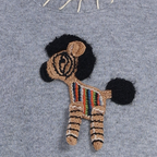 Crew-neck Sleeveless Stitching Detail 3D Pattern Knitted Vest