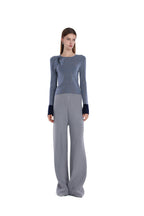 Bow Detail Contrast Cuffs Long-sleeve Crew-neck Top