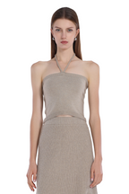 Halter Off-shoulder Sleeveless Top & Matching Skirt 2Pics Suit