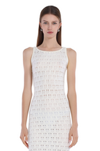 Sleeveless Crew Neck Hollow-out Scalloped Hem Knitted Midi Dress