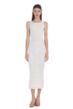 Sleeveless Crew Neck Hollow-out Scalloped Hem Knitted Midi Dress