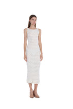 Sleeveless Crew Neck Hollow-out Scalloped Hem Knitted Midi Dress