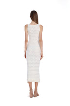 Sleeveless Crew Neck Hollow-out Scalloped Hem Knitted Midi Dress