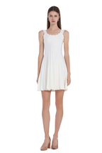 Scalloped Neckline Sleeveless Vertical Stripes A-Line Bodycon Knitted Mini Dress
