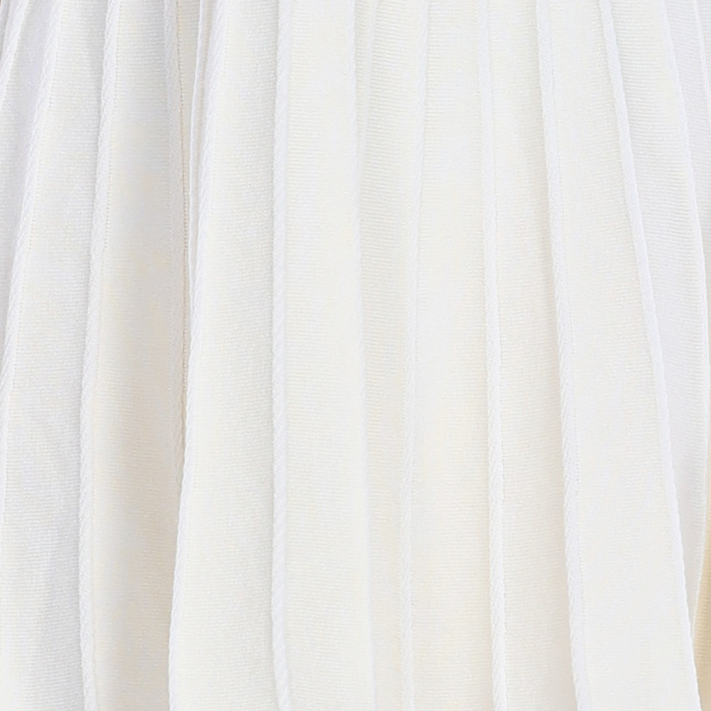Scalloped Neckline Sleeveless Vertical Stripes A-Line Bodycon Knitted Mini Dress