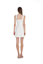 Scalloped Neckline Sleeveless Vertical Stripes A-Line Bodycon Knitted Mini Dress