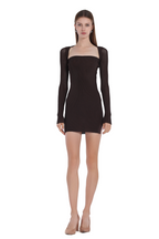 Square-Neck Long Sleeve Cut-out Low-back Bodycon Dress