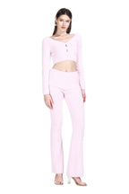 V-neck Long Sleeve Short Cardigan & Matching Trousers Soft Fuzzy Knitted Set