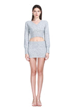 V-neck Long Sleeves Cropped Cardigan & Bodycon Mini Skirt Knitted Set