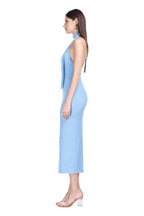 Halter V-neck Sleeveless Shimmer Solid Bodycon Knitted Midi Dress