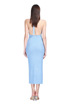 Halter V-neck Sleeveless Shimmer Solid Bodycon Knitted Midi Dress