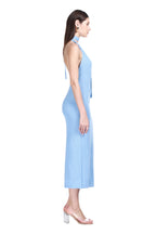 Halter V-neck Sleeveless Shimmer Solid Bodycon Knitted Midi Dress