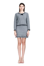 Round Neck Velvet Bow Dot Pattern Top & Ruffled Hem Mini Skirt 2Pics Set