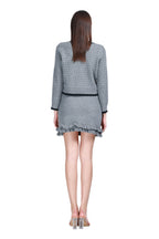Round Neck Velvet Bow Dot Pattern Top & Ruffled Hem Mini Skirt 2Pics Set