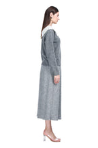 V-neck Crocheted Lace Peter Pan Collar Long Sleeve Solid Knitted Top