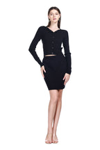 Crew-neck Long Sleeves Cropped Cardigan & Bodycon Mini Skirt Knitted Set