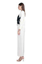 Crew Neck Long Sleeve Irregular Pattern Drop Shoulder Knitted Top