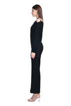 Asymmetric Neckline Long Sleeve Curved Asymmetric Hem Solid Knitted Top